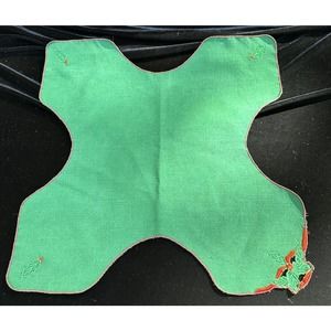 Green Christmas HOLLY Bread Basket Liner Embroidered Hot Rolls Mint!